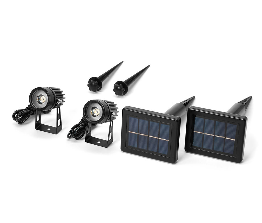 Dwa reflektory solarne i dwa kolce do mocowania.