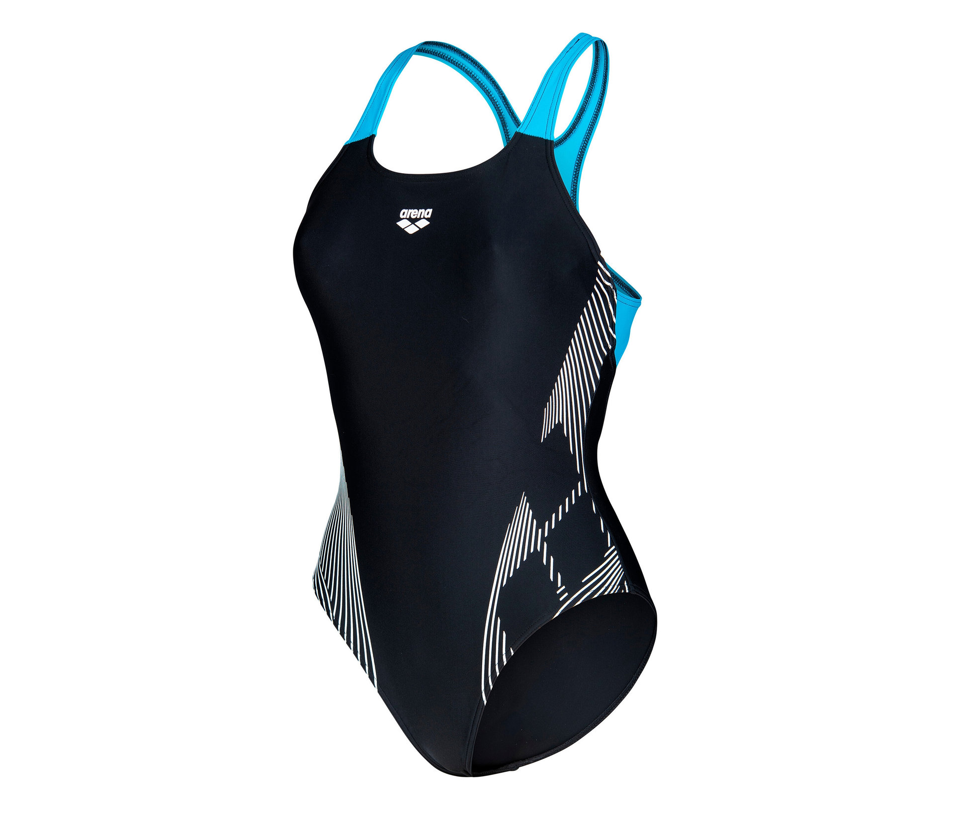 Damski kostium kąpielowy z biustonoszem arena Feel Swim Pro Back- niebieski/czarny