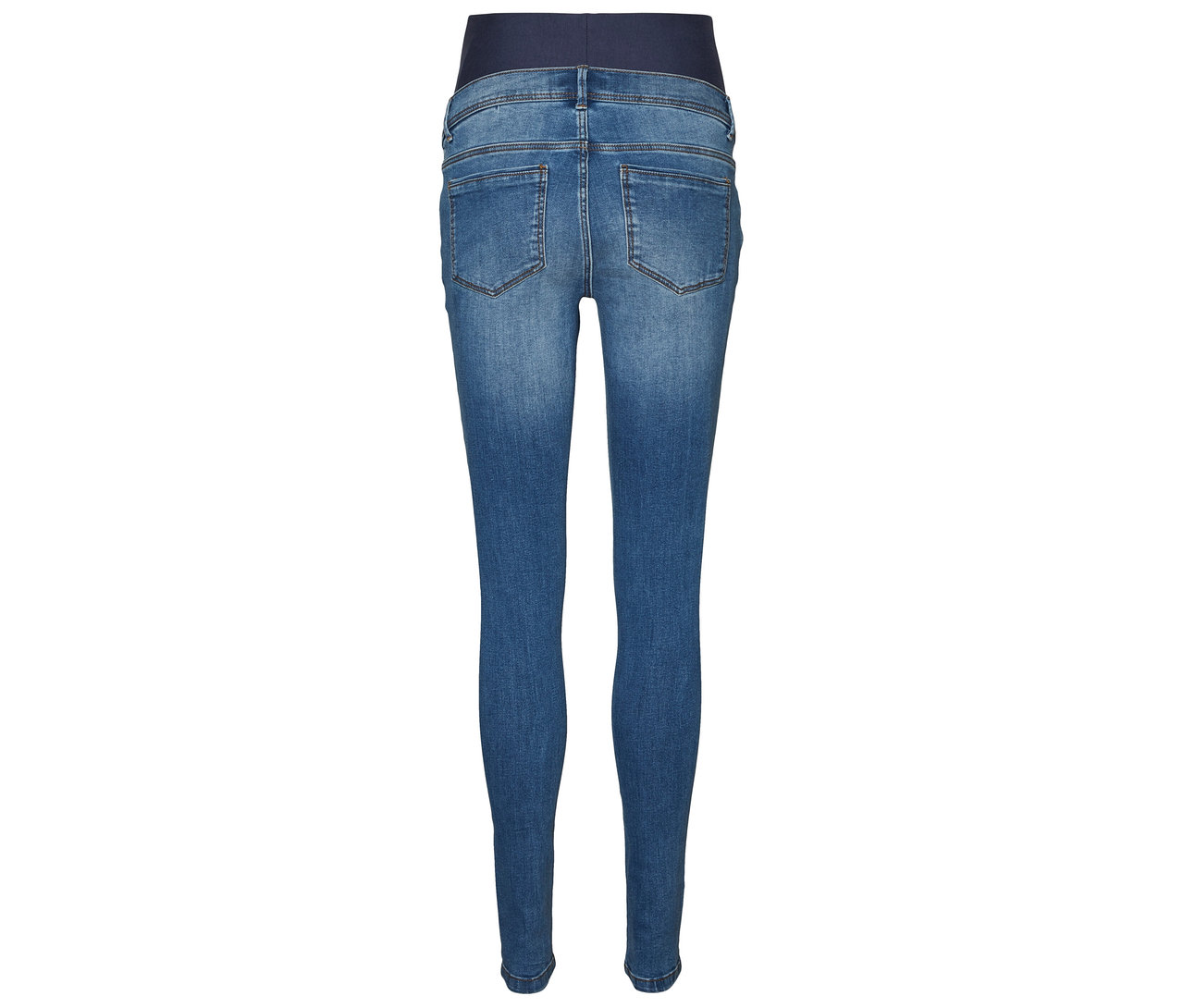 Widok z tyłu dżinsów ciążowych MAMALICIOUS MLMILA SLIM MEDIUM BLUE JEANS A. NOOS.