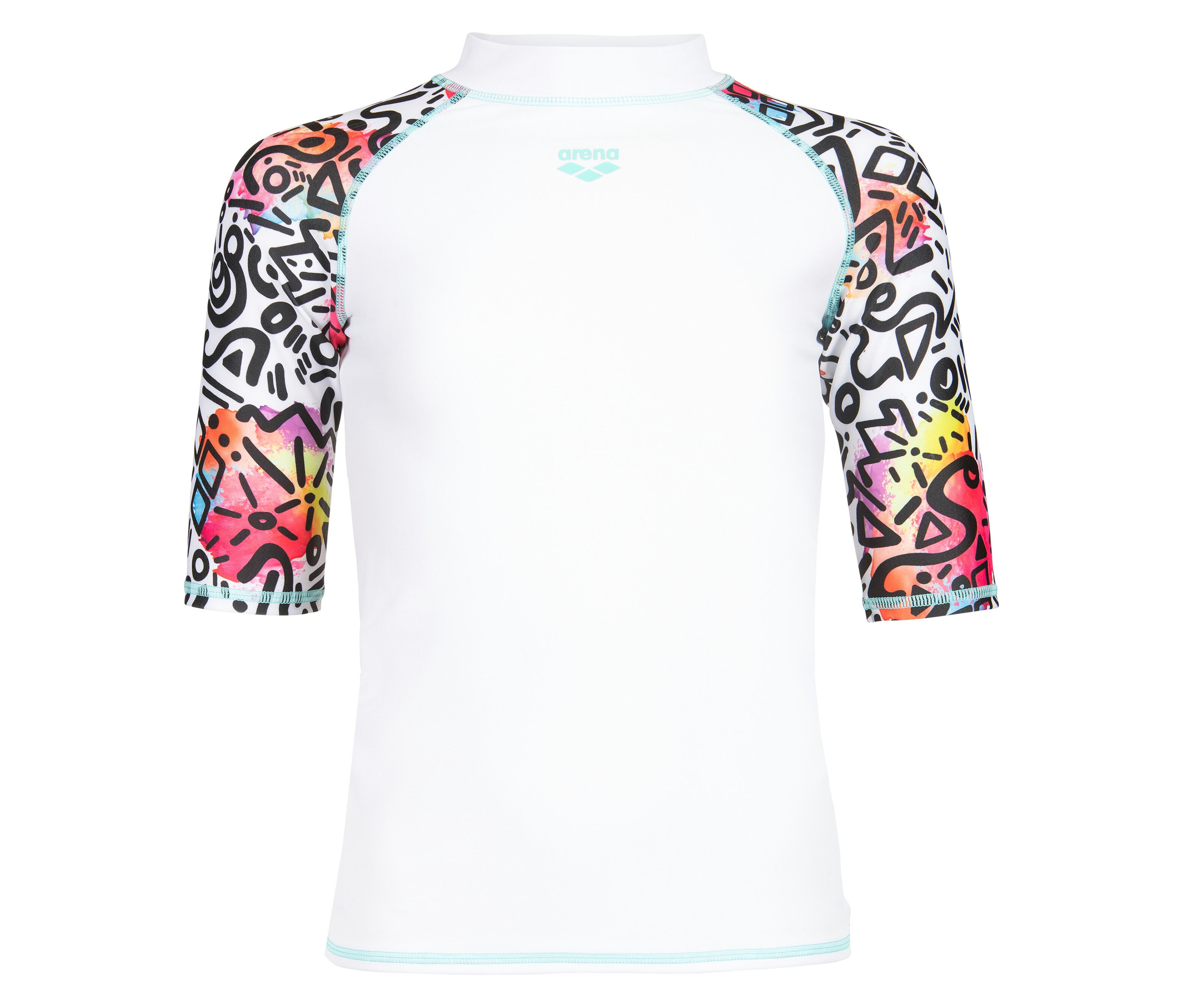 Dziecięca koszulka do pływania z ochroną UV i krótkim rękawem arena „Rash Allover” - mężczyzna|kobieta- biały