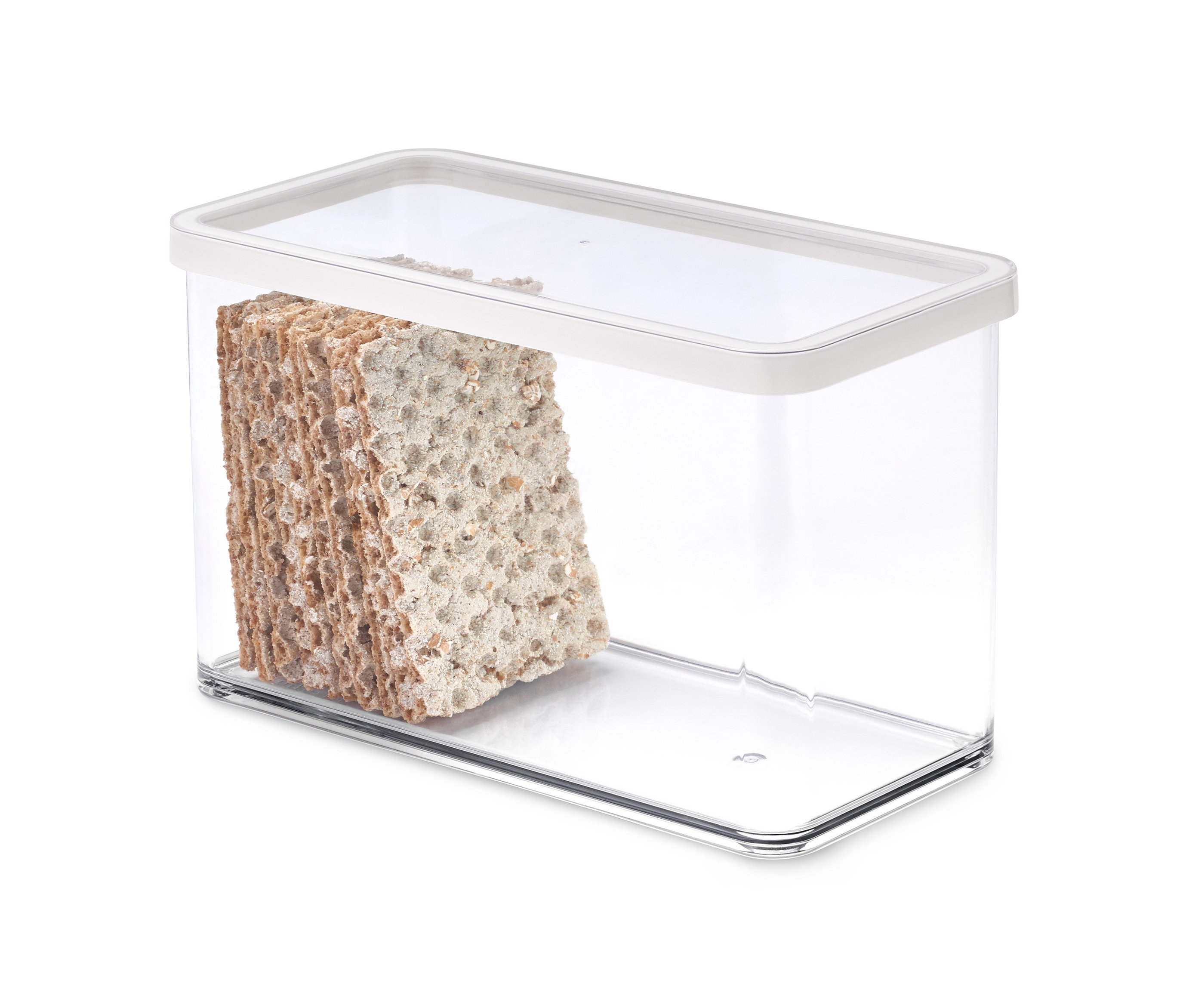 Chrupkie pieczywo ułożone w pojemniku do przechowywania.