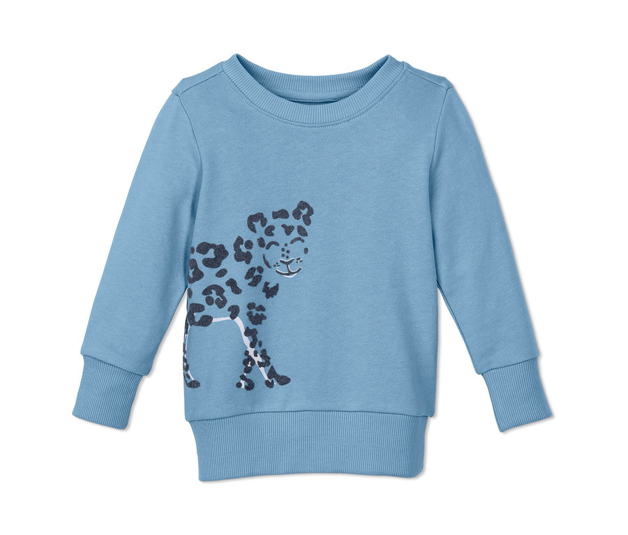 Jasnoniebieska bluza bawełniana z nadrukiem w lamparcie cętki.