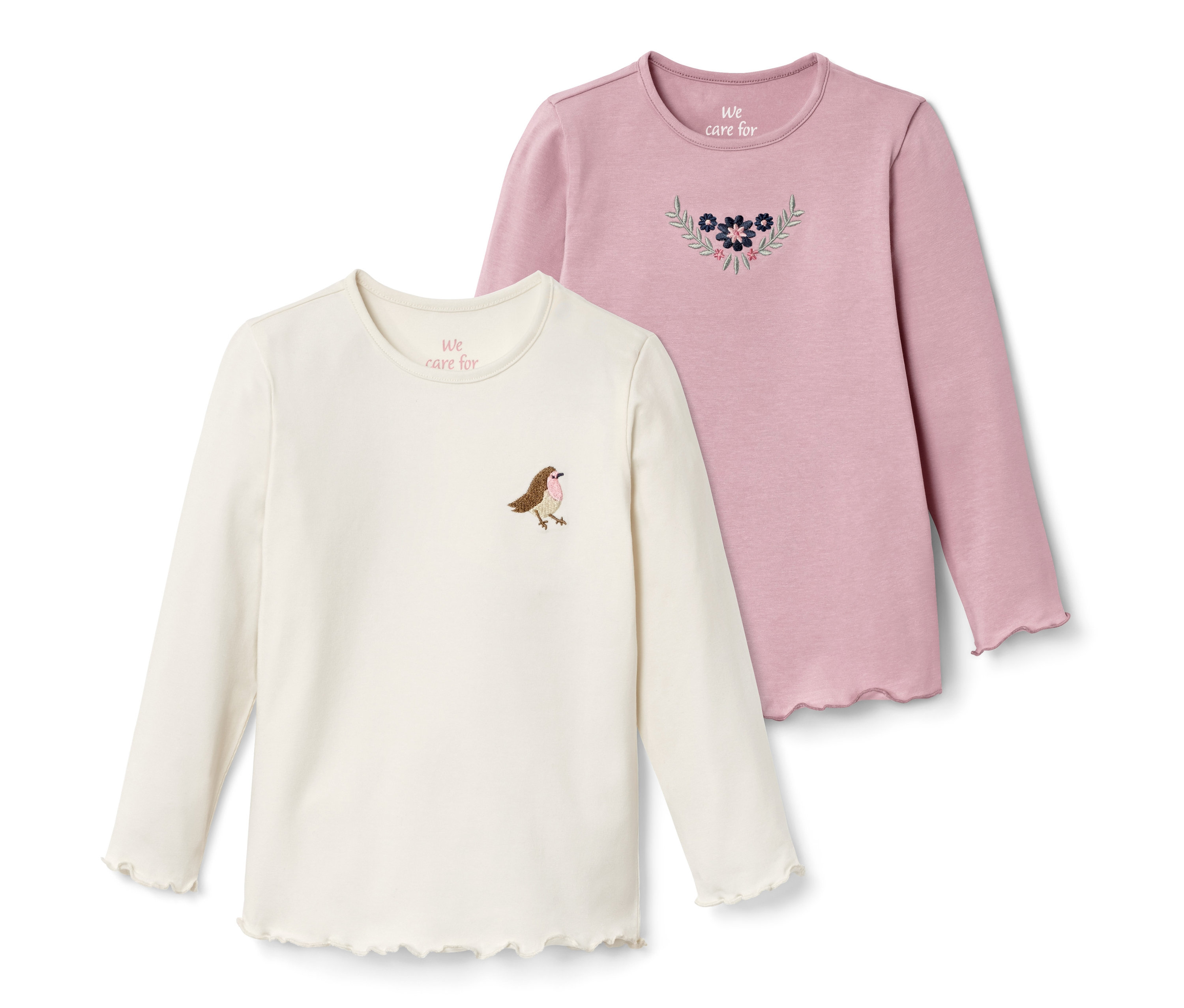 Tchibo - Koszulki z długim rękawem- różowy/biały/w paski