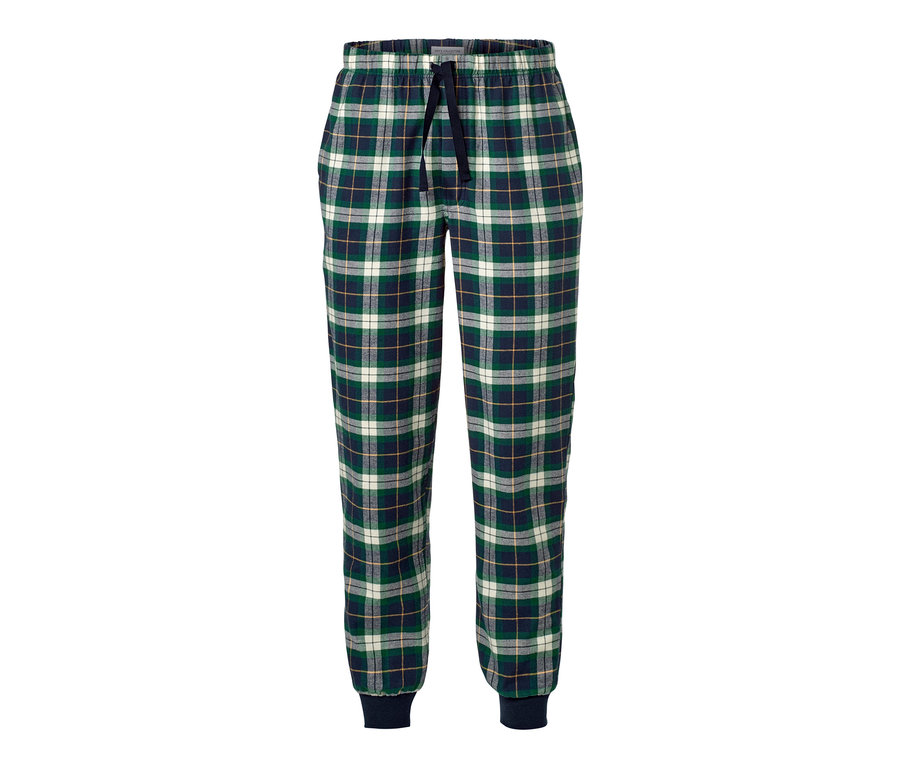 Flanelowe spodnie rekreacyjne w kratę.