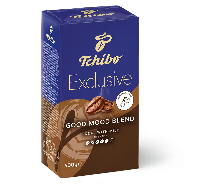 Opakowanie kawy mielonej Tchibo Exclusive Good Mood Blend.