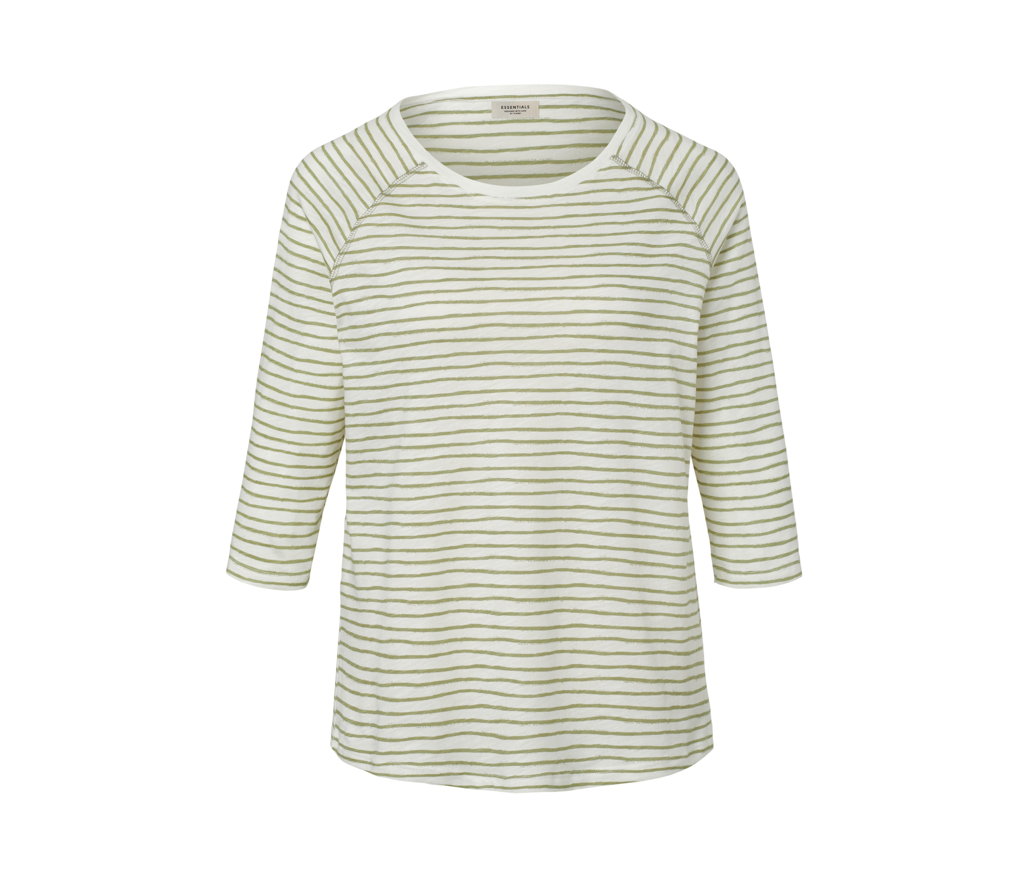 Tchibo - Bluzka z rękawami o długości 3/4- zielony/biały/w paski
