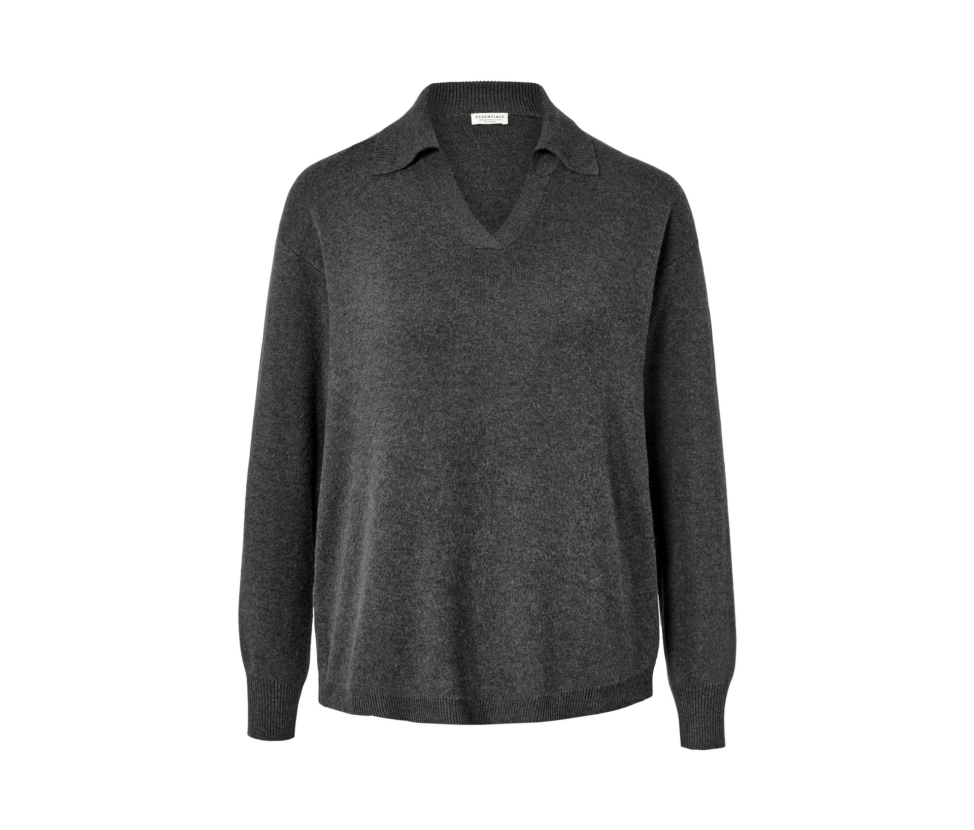 Tchibo - Sweter z dzianiny z kołnierzykiem polo- szary