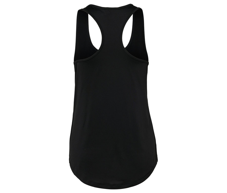 Czarny tank top z wycięciem typu racerback.