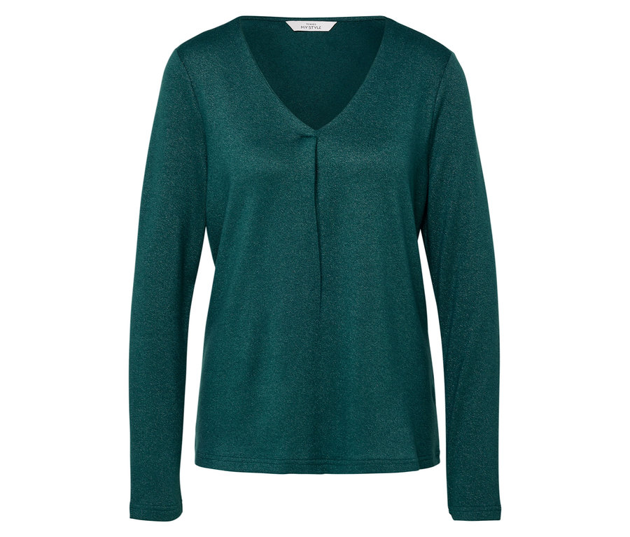 Glitzerndes Blusenshirt, petrol.