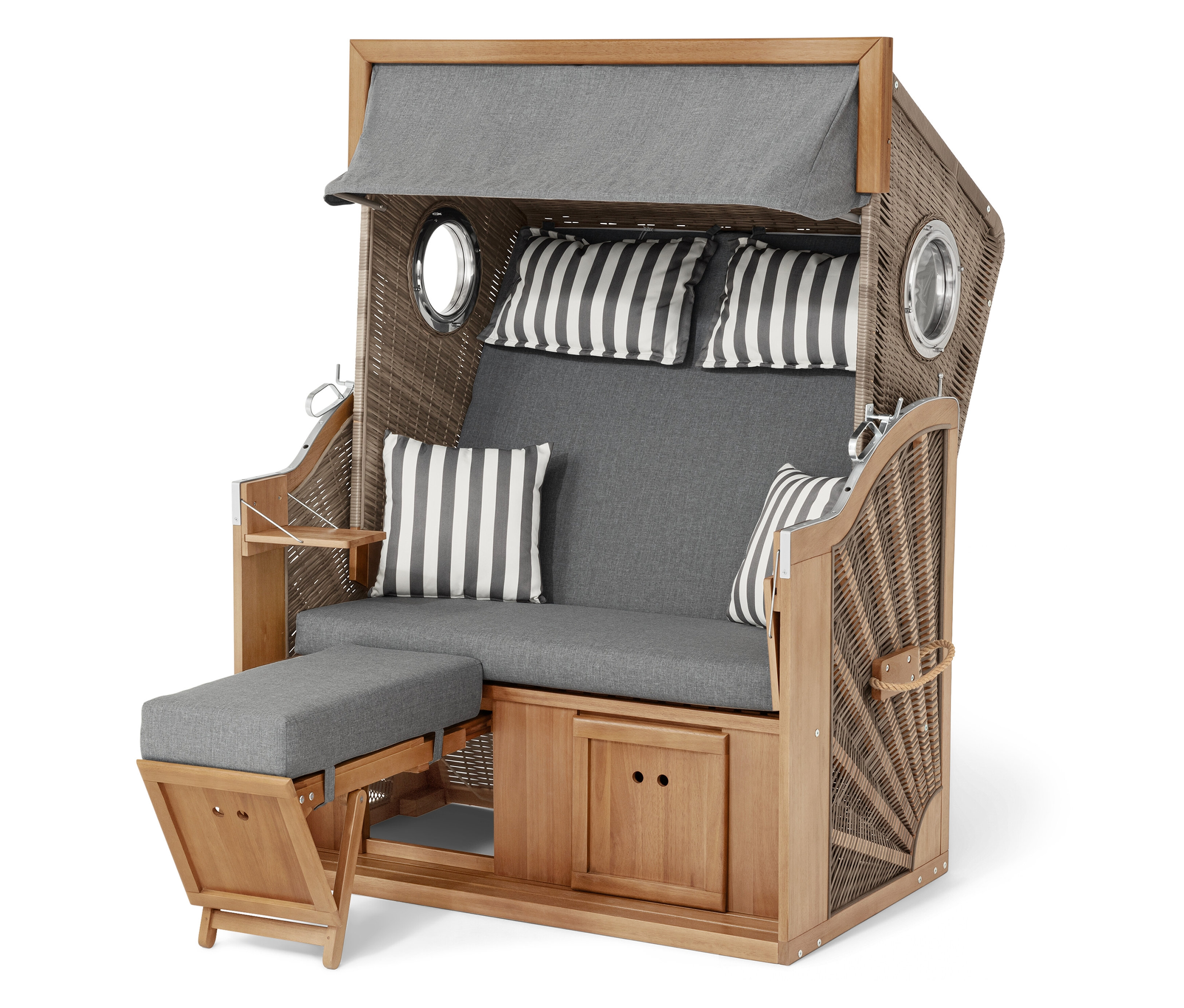 Tchibo - Kosz plażowy premium XL z dwoma rozkładanymi stolikami - kolor: szary/brązowy