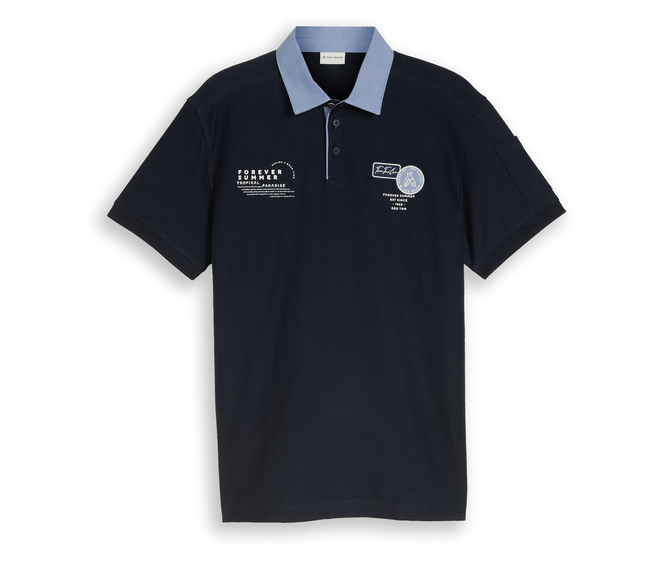 Koszulka polo Tom Tailor z fakturą ottoman, Sky Captain Blue