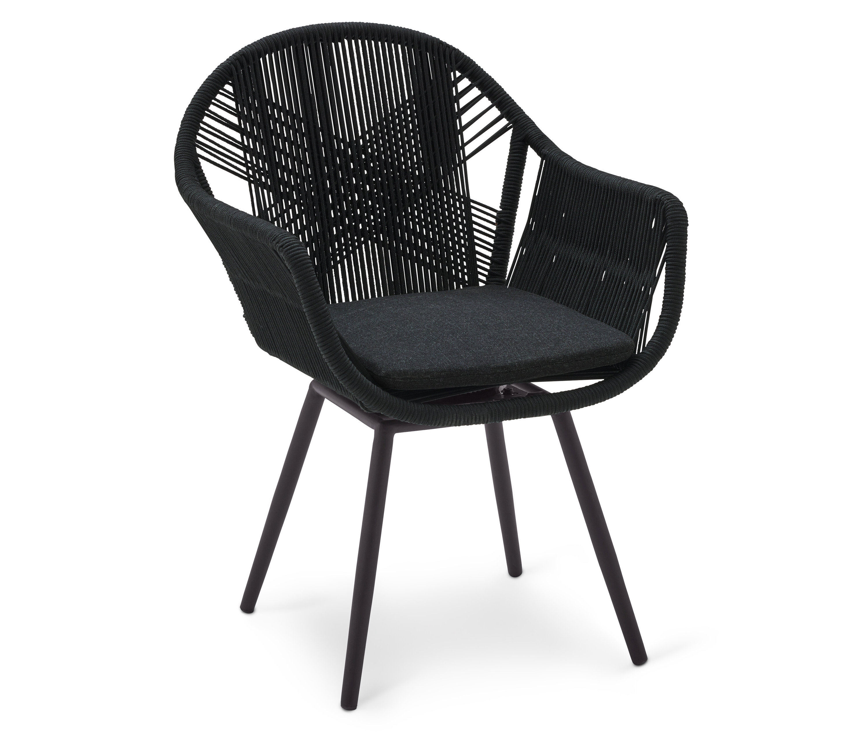 Tchibo - Obrotowe krzesło ogrodowe z krzyżową plecionką tekstylną - kolor: czarny