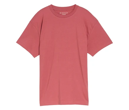 Gładki, koralowy T-shirt Tom Tailor Oversize.