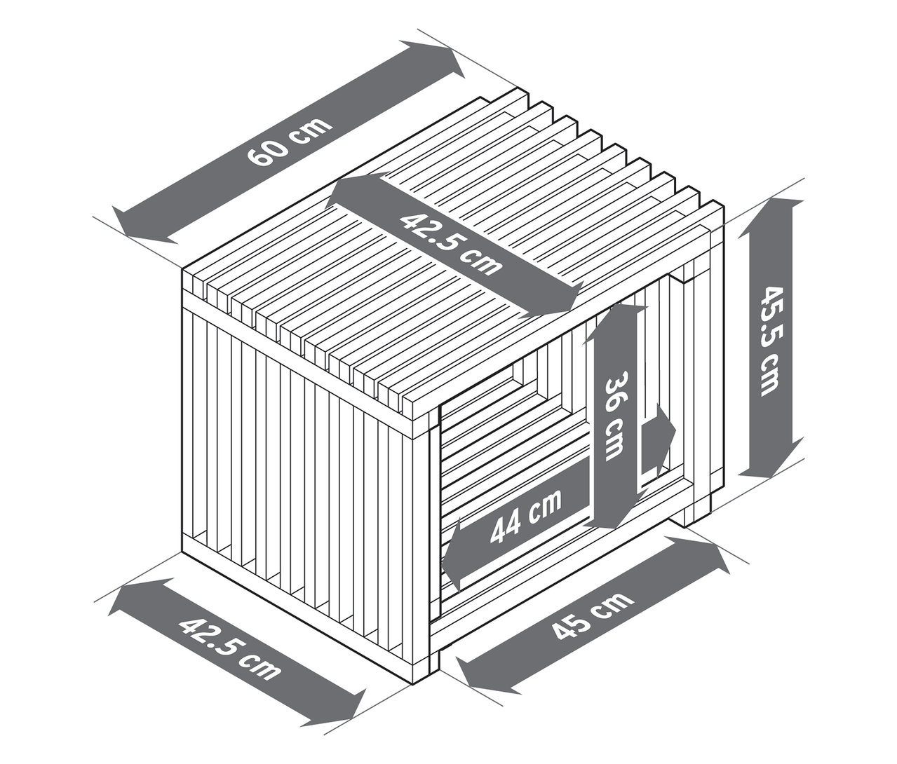 Widok z góry rozkładanego stolika kawowego „FLEKSIBEL” z podanymi wymiarami.