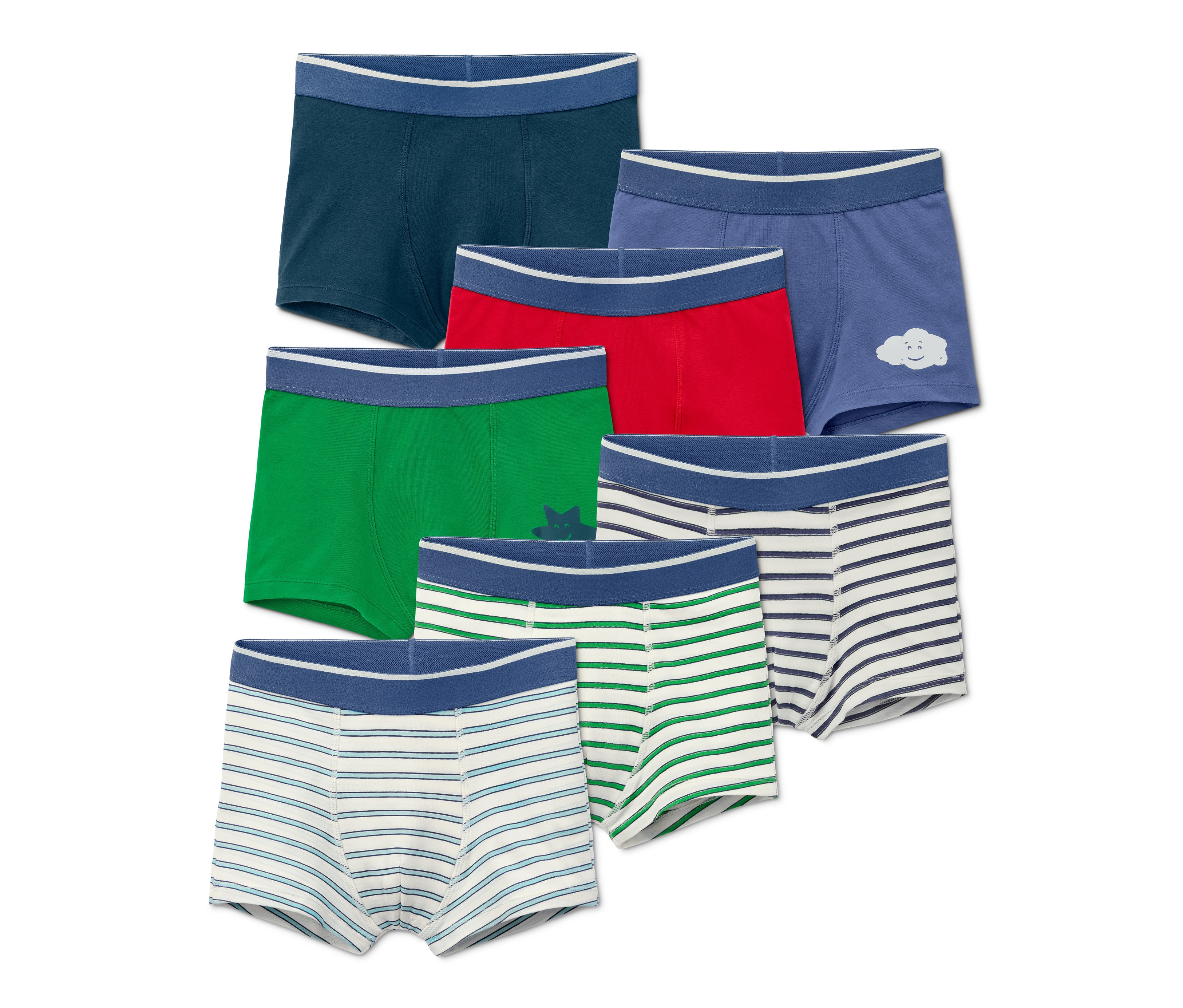 Tchibo - Bokserki chłopięce z bawełny ekologicznej- zielony/niebieski/w paski