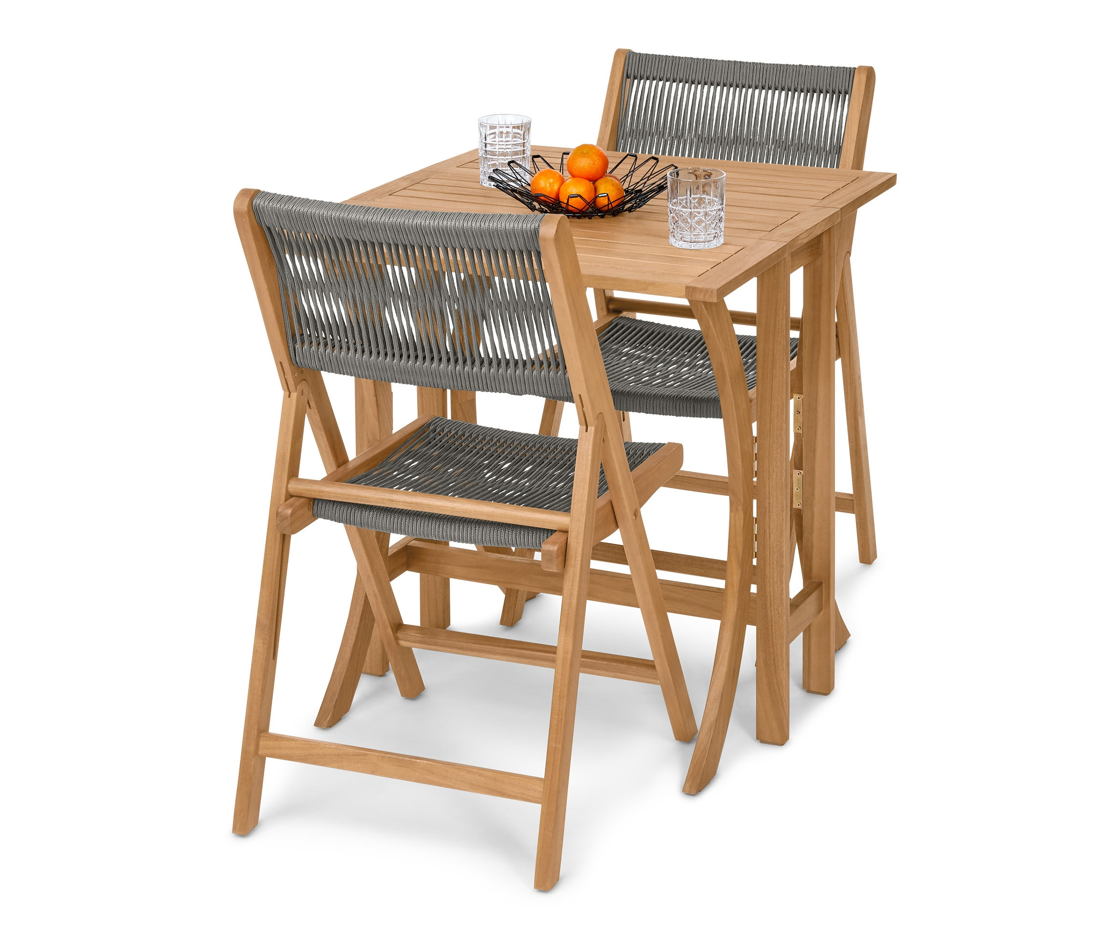 Tchibo - Składany zestaw balkonowy »Lenja« z plecionką tekstylną - kolor: szary/brązowy