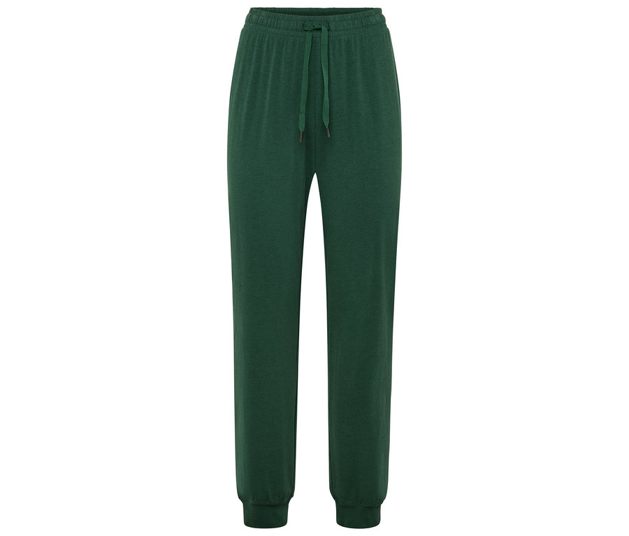 Zielone spodnie dresowe ze sznurkiem w pasie.