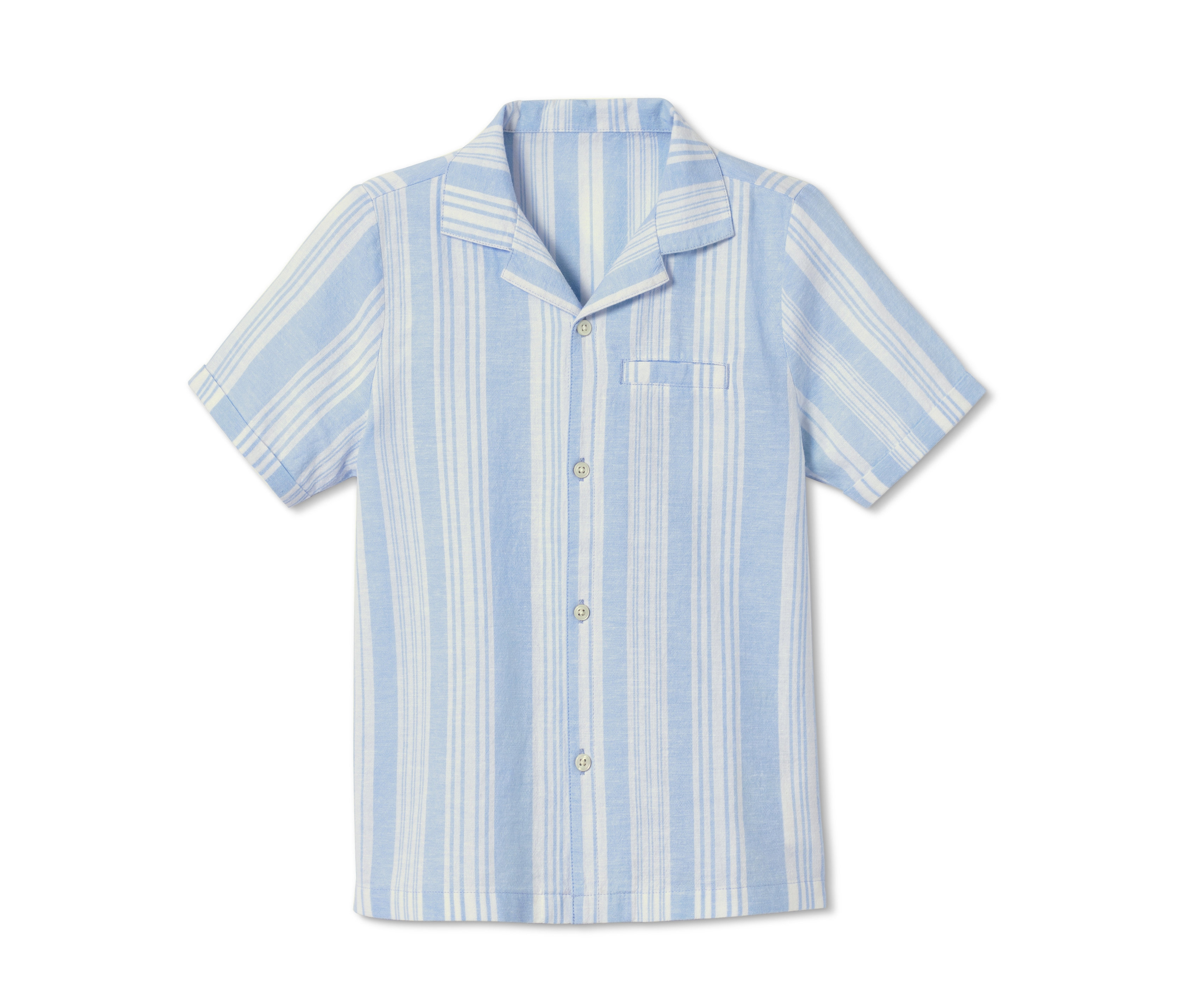 Tchibo - Koszula z bawełną i lnem- biały/niebieski/w paski