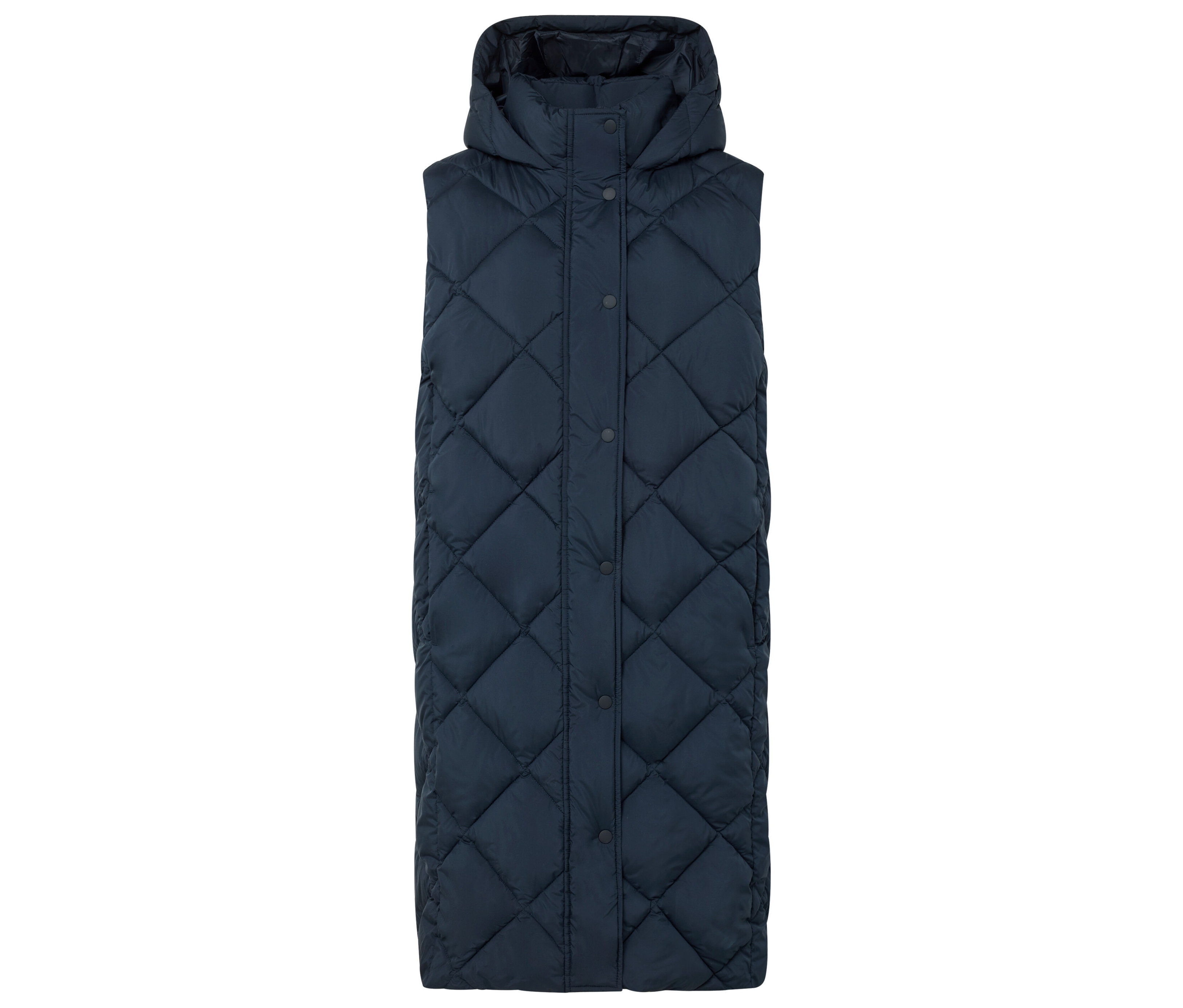 Tchibo - Długa kamizelka pikowana z kapturem, niebieski