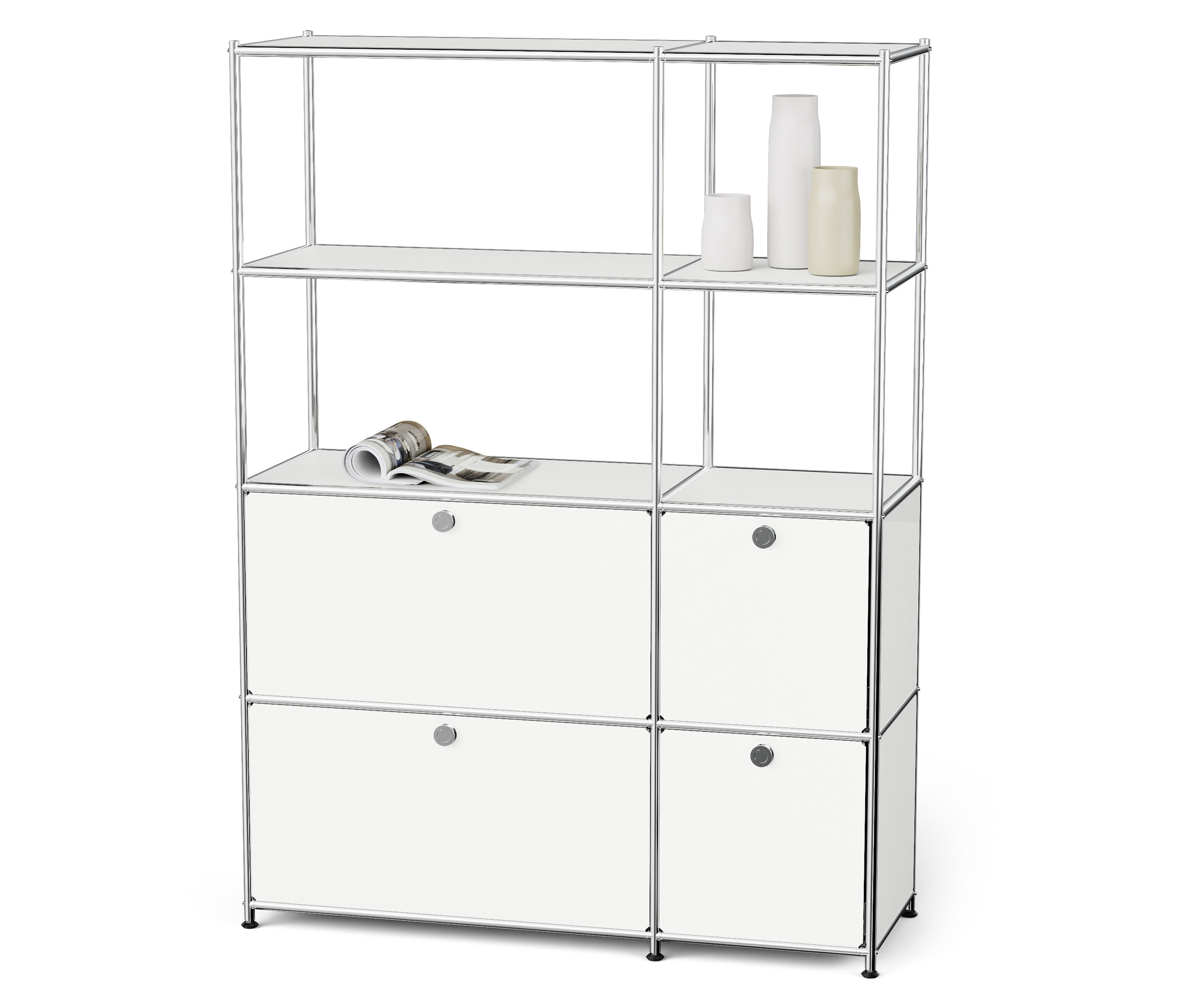 Tchibo - Metalowy regał »Cn3« z 4 komorami z klapami - kolor: biały