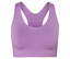 Fioletowy biustonosz sportowy z tyłem typu bokserka.