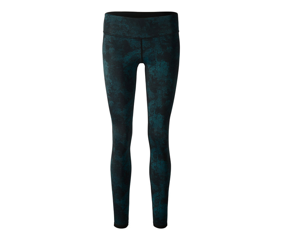 Czarne legginsy sportowe Dwustronne legginsy sportowe z turkusowym wzorem.