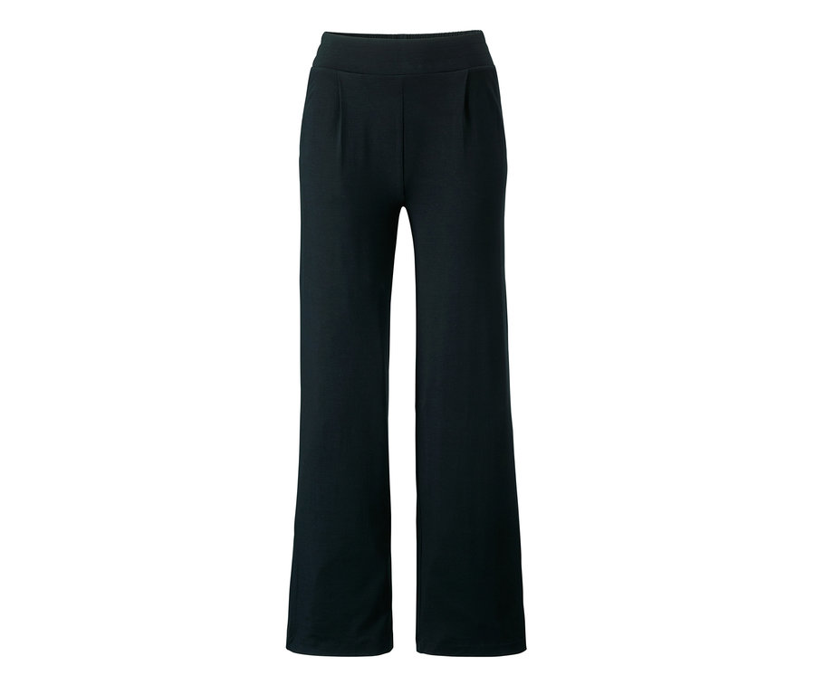 Czarne damskie spodnie rekreacyjne z kieszeniami.