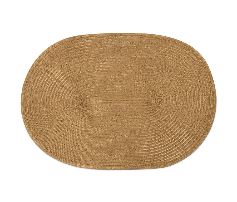 Pojedyncza złota, owalna podkładka pod talerze z 4 sztuk.