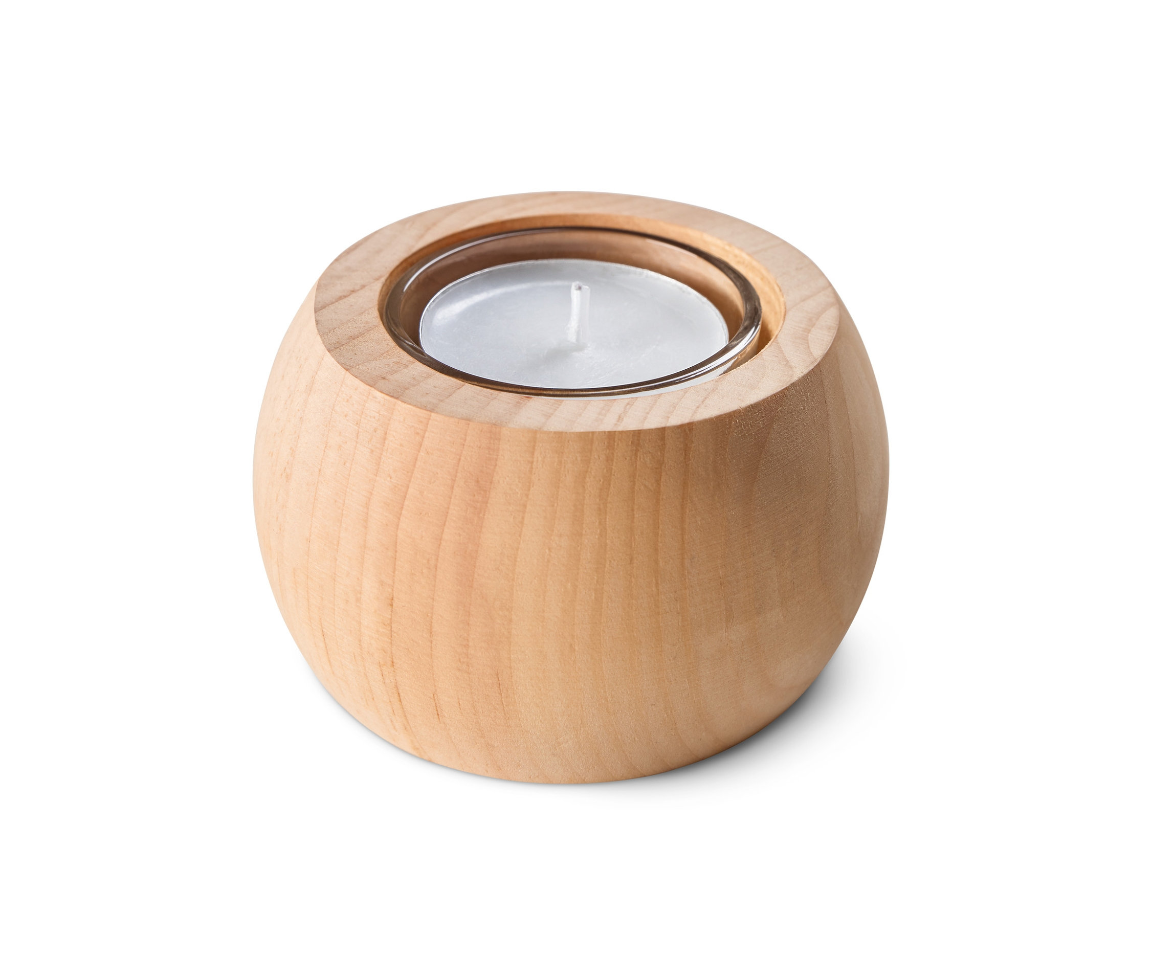 Świecznik tealight z drewna limbowego.