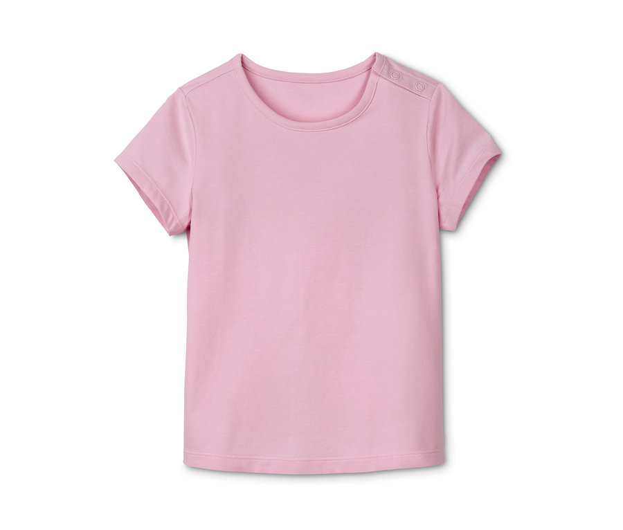 Różowa koszulka bawełniana, 3 sztuki, z krótkim rękawem i zatrzaskami na ramieniu.