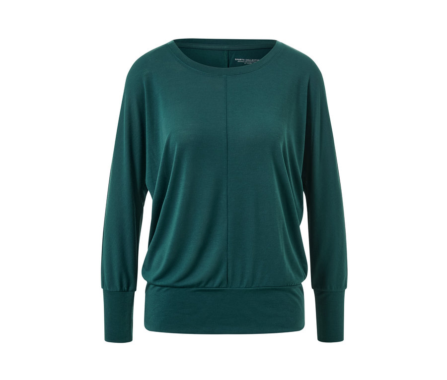 Szmaragdowozielona koszulka do jogi i treningu.