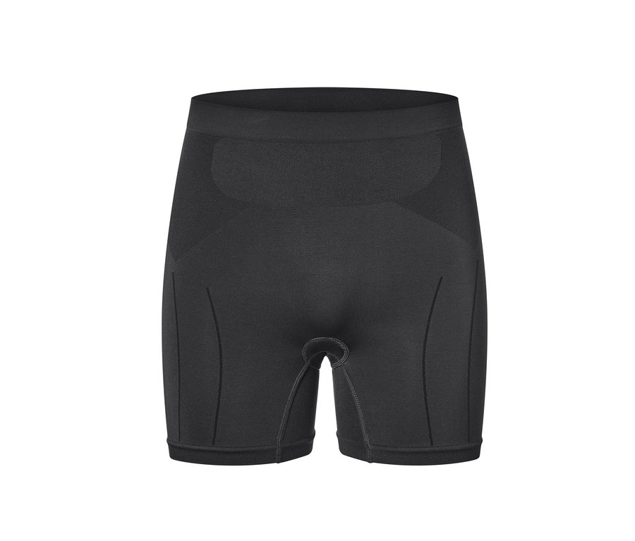 Czarne bokserki na rower na białym tle.