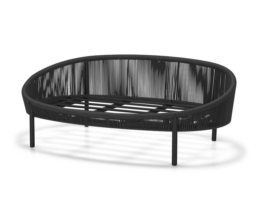 Czarna sofa »Jara« z plecionką tekstylną.