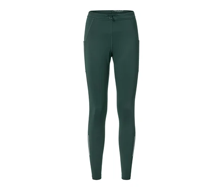 Ciemnozielone termoaktywne legginsy do biegania.