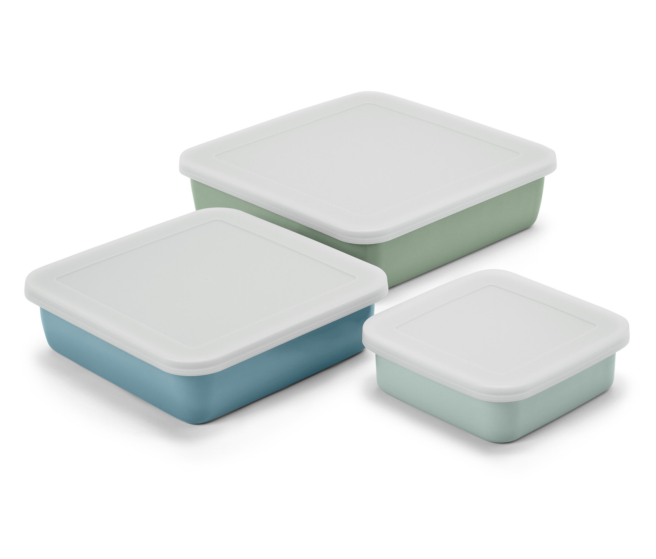 Tchibo - Emaliowane formy do zapiekania z pokrywką - kolor: zielony/niebieski