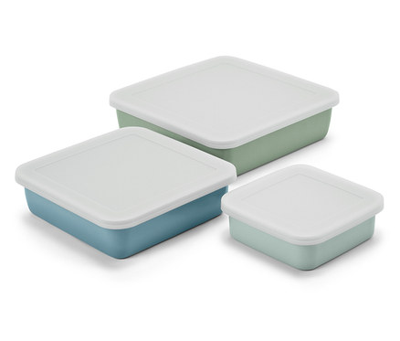 Emaliowane formy do zapiekania z pokrywką, 3 sztuki