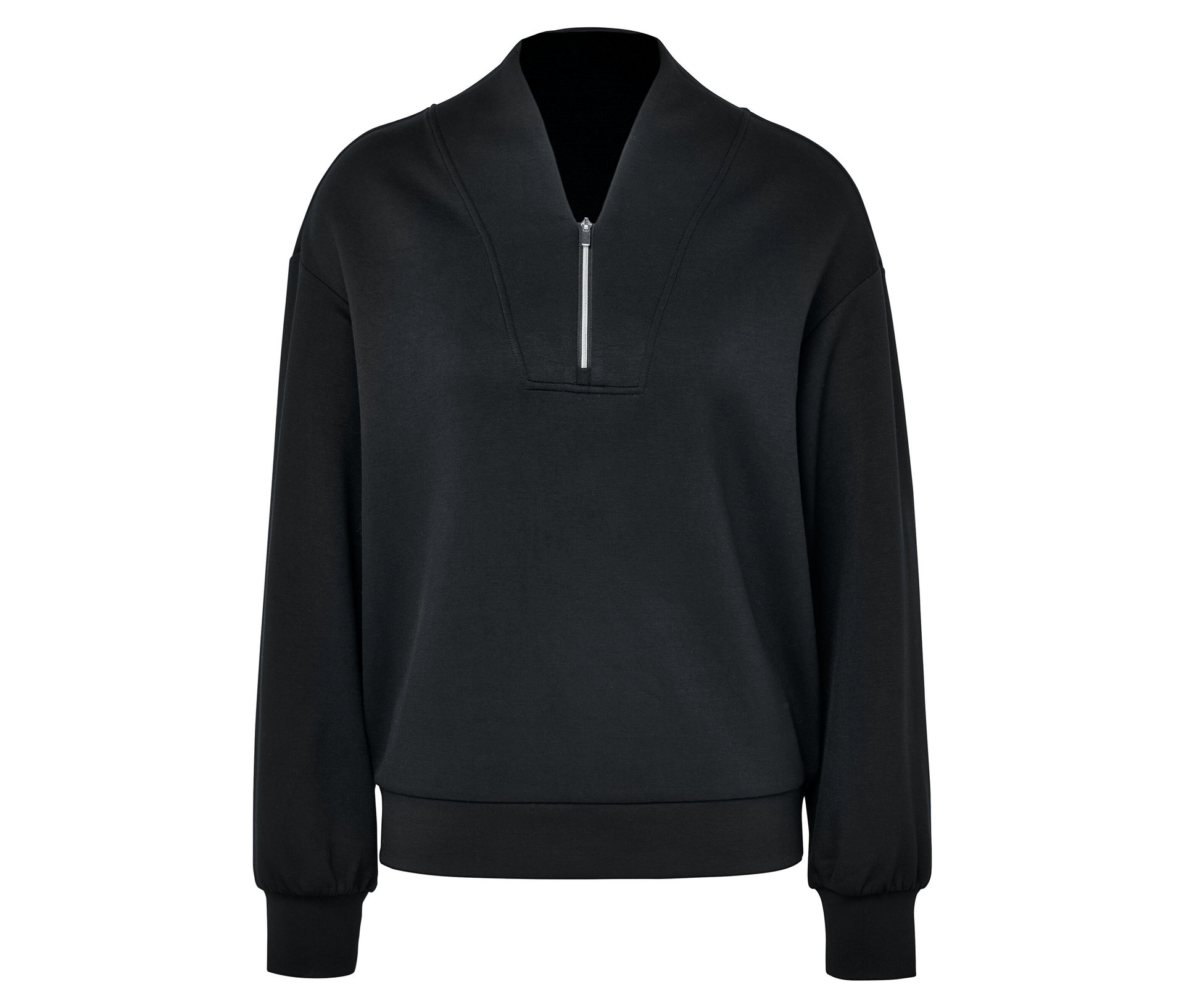 Tchibo - Bluza premium z kołnierzem typu troyer- czarny