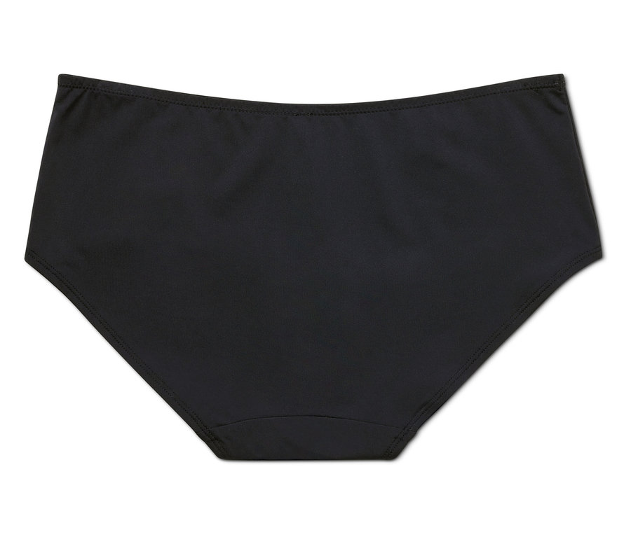 Czarne majtki z wysokim stanem na białym tle.