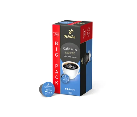 Pudełko Coffee Mild - 30 kapsułek obok pojedynczej kapsułki.