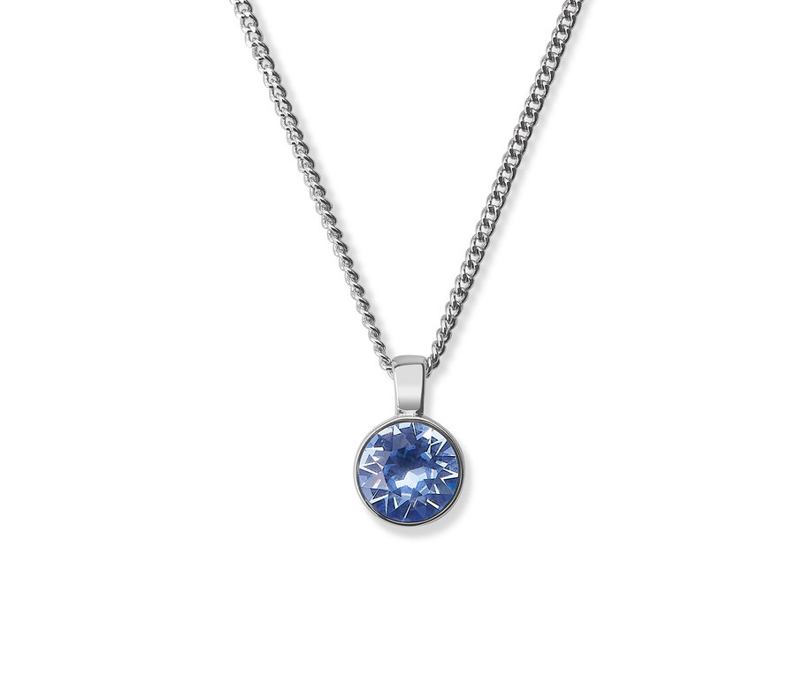 Srebrny naszyjnik »Solitaire«, wysadzany niebieskim kryształem marki Swarovski®.