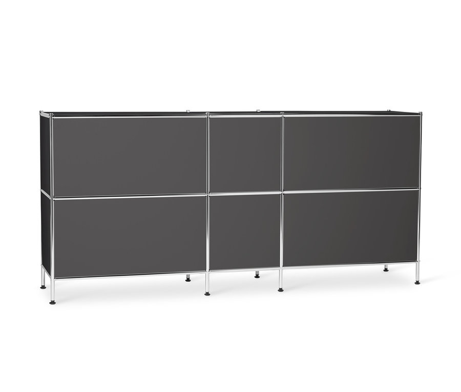 Szara metalowa szafka typu sideboard »CN3« z 6 komorami.