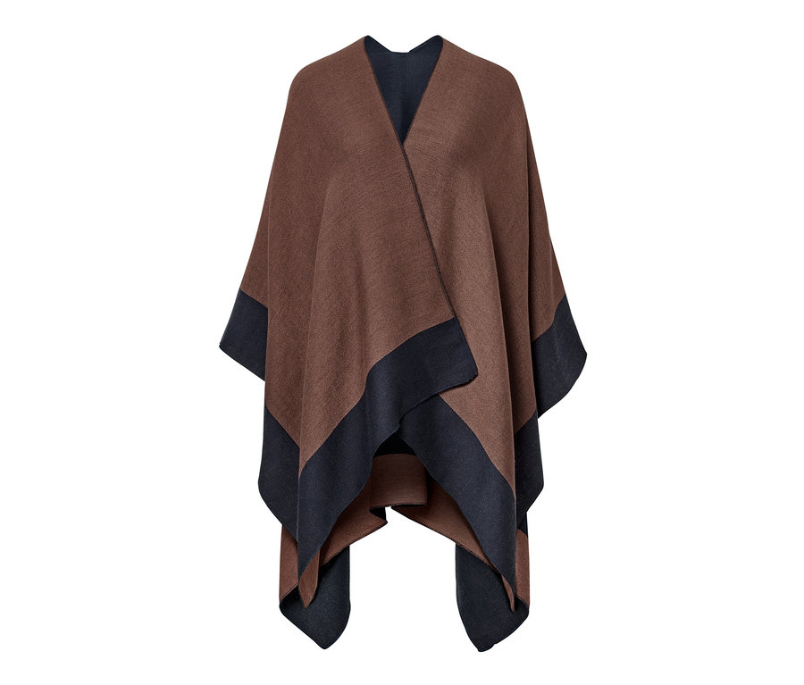 Dwustronne poncho w kolorze brązowo-czarnym.
