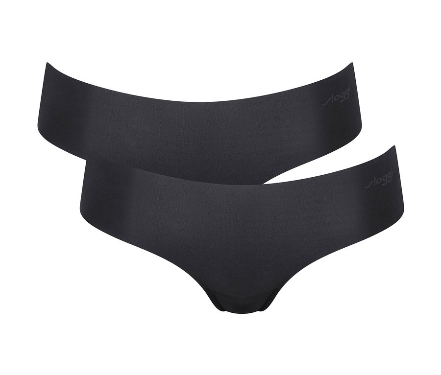 Dwa czarne hipstery sloggi ZERO Microfibre 2.0, 2 sztuki, leżą na sobie.