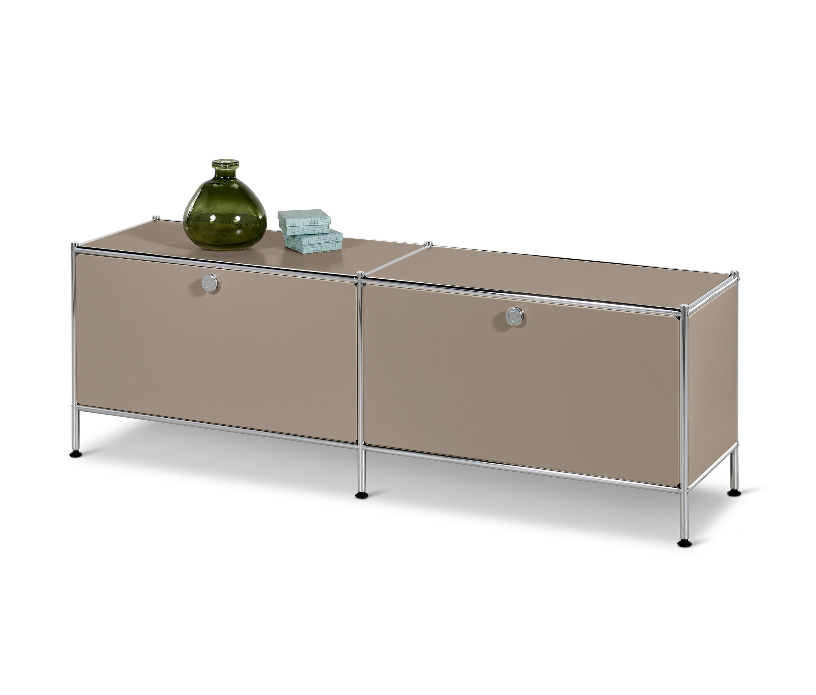 Tchibo - Metalowa niska szafka „Cn3” z 2 klapami, szarobeżowa