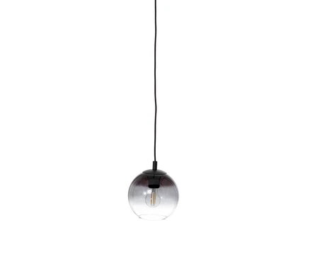 Lampa wisząca z kloszem z przydymionego szkła.