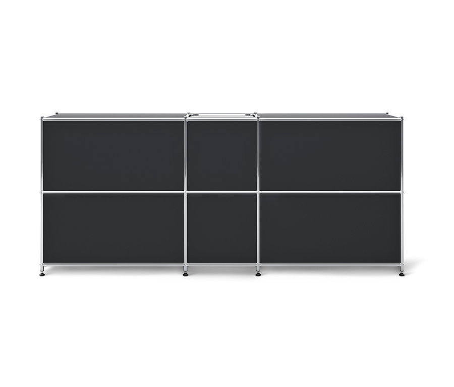 Czarna metalowa szafka typu sideboard »CN3« z 4 klapami.