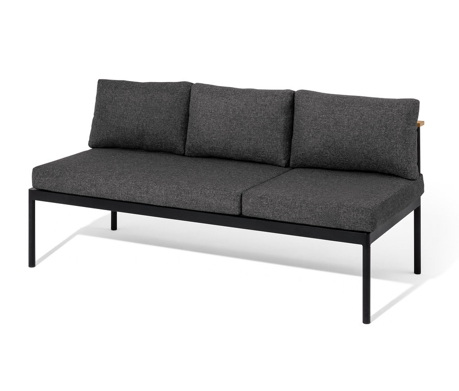 Czarno-szara ława do jadalni i leżanka 2 w 1 „Elin” z trzema poduszkami.