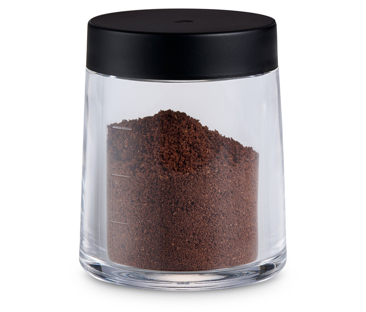 Zmielona kawa w ręcznym młynku do kawy, srebrny.