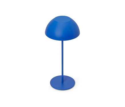 Niebieska akumulatorowa lampa stołowa LED.