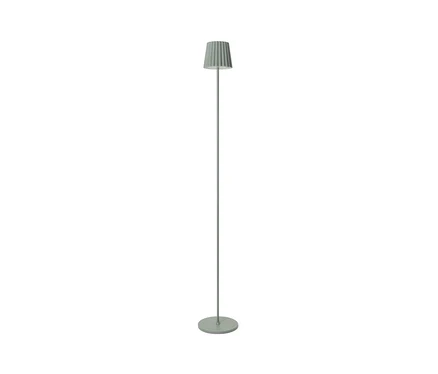 Szałwiowa akumulatorowa lampa stojąca LED do użytku na zewnątrz.